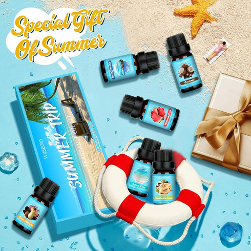 Summer Fragrance Oils Set - Premium Essential Oils for Diffuser and Candle Making (Ocean Breeze, Coconut, and More)