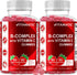 Vitamatic Natural Strawberry Flavor Vitamin B Complex Gummies with Vitamin C & Inositol - 60 Gummies (2 Bottles)