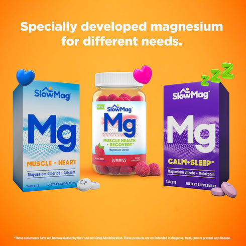 Slow-Mag Mg Muscle Health + Recovery Gummies - 60ct Magnesium Citrate