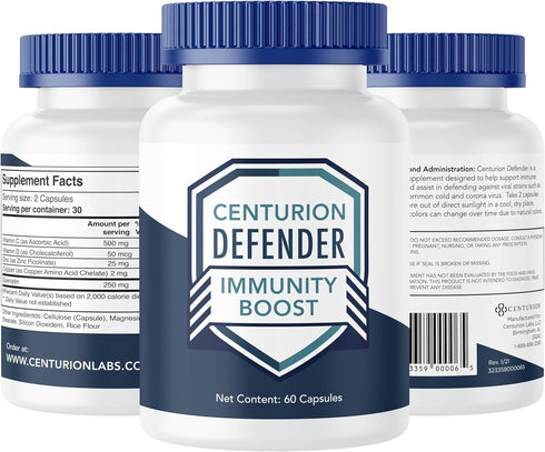 Defender Immunity Boost, 5-in-1 Blend of Quercetin, Zinc, Vitamin D, C, Copper for Overall Health, 60 Caps