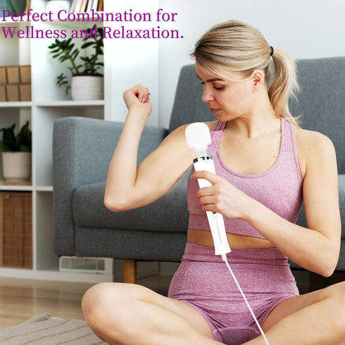 VZVJTR 10-Speed Wired Wand Massager for Women, Electric Handheld Deep Tissue Massager, Powerful Plug-in Full Body