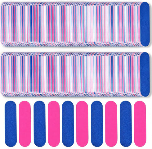 Mini Nail File Bulk - 300Pcs Disposable Double Sided Emery Boards for Home or Professional Manicure Tools (Blue and