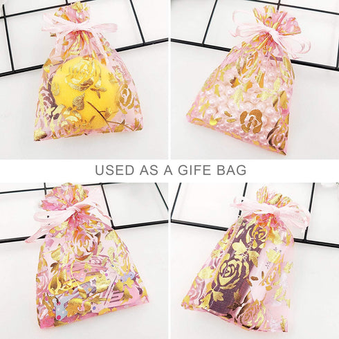 SumDirect 60Pcs Rose Drawstring Organza Bags 4×5 Inches, Mixed Color Jewelry Gift Bags