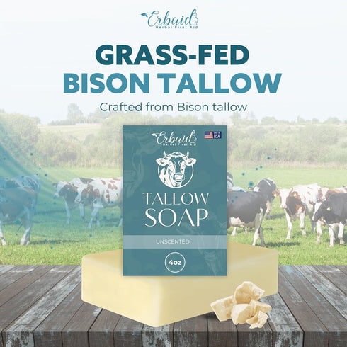 Beef Tallow Soap Bar All Natural Grass Fed Unscented Soap for Eczema, Dry, Itchy, Sensitive Skin