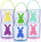 Weewooday 6 Pcs Easter Bunny Basket Bags Canvas Rabbit Bucket Tote for Easter