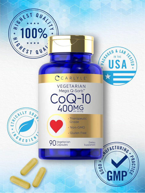 Carlyle CoQ10 400mg Supplement, 90 Count, Vegetarian, Non-GMO, Gluten Free