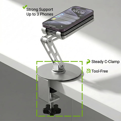 HUASAI Carbon Steel TCG Card Scanner Stand, Heavy-Duty C-Clamp Phone Holder for MTG & Sports Cards, Adjustable Scanning