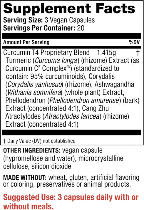 Redd Remedies Curcumin T4, Turmeric Support for Joint Health, 60 Capsules