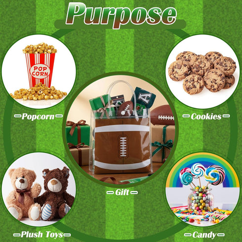 Resholder 30 3 8 8 3.15 Inch Pcs Football Clear PVC Gift Bags Bulk Styles Rugby Themed Snack Goodie Bags with Handle