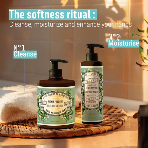 Panier des Sens Jasmine Hand & Body Lotion for Dry Skin, Hydrating Body Cream with Shea Butter & Olive Oil, 8.45 Floz