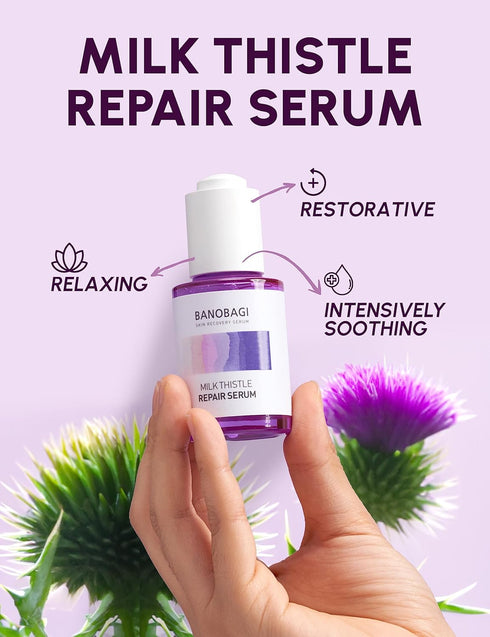 Milk Thistle Repair Serum | Korean Skin Care Face Moisturizer Hydrating Serum for Face | Korean Moisturizer Skin Firming Face Serum for Glowing Skin w/ 70% Burdock Root Extracts (1.01 oz)