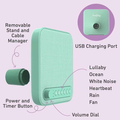 Pure Enrichment PureBaby Sound Machine - All-Natural Sounds Include Lullaby, Heartbeat, White Noise, Fan, Ocean