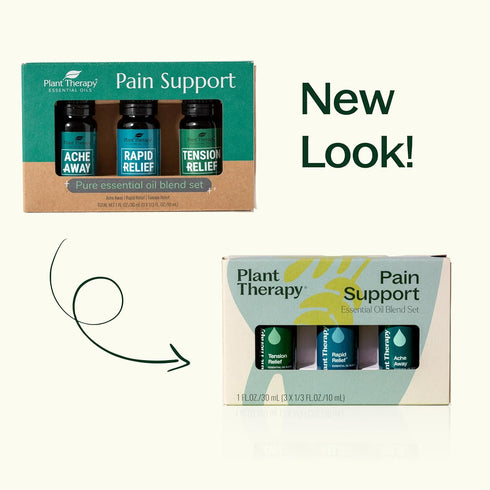 Set 10 mL (1/3 oz) Plant Therapy Pain Support Essential Oil Blend Each of Ache Away, Rapid Relief & Tension Relief