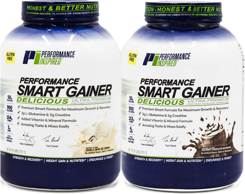 Performance Inspired Nutrition Smart Mass Gainer - 50G Protein, L-Glutamine, Creatine, Fiber, Digestive Enzymes,
