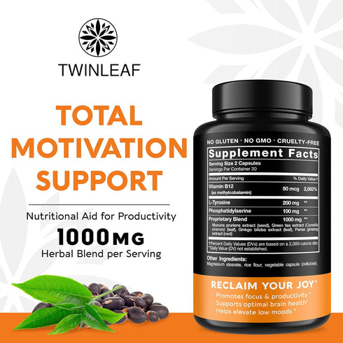 Dopamine Brain Support Supplement, 1000 mg Blend - Made in USA - with Vitamin B12 and L-Tyrosine - Enhance Mental Well-Being - 60 Capsules