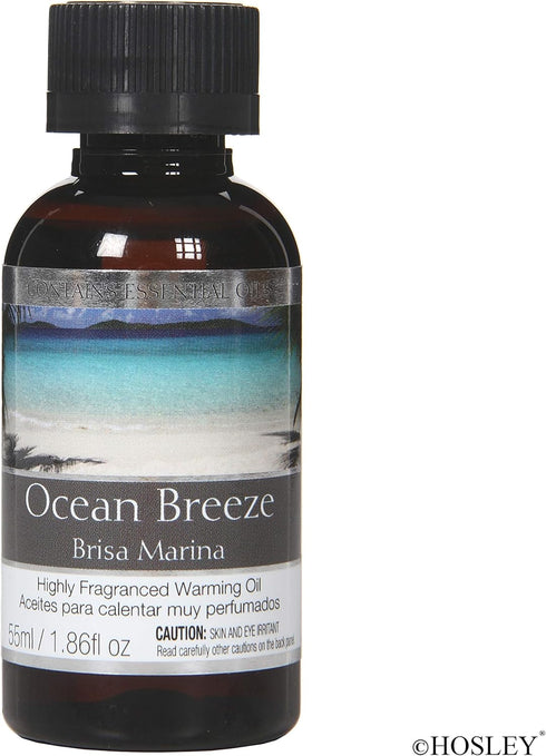 Aromatherapy Set of 5 Hosley Premium Ocean Breeze Warming Oils, 1.86 Fluid Ounce Each, Ideal Gift for Spa Settings