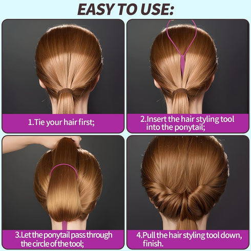 Teenitor 4pcs Pony Hair Tail Accessories - 2 Pairs French Braiding Tool, Turvy Styling Tool for Women Girls, Purple/Blue