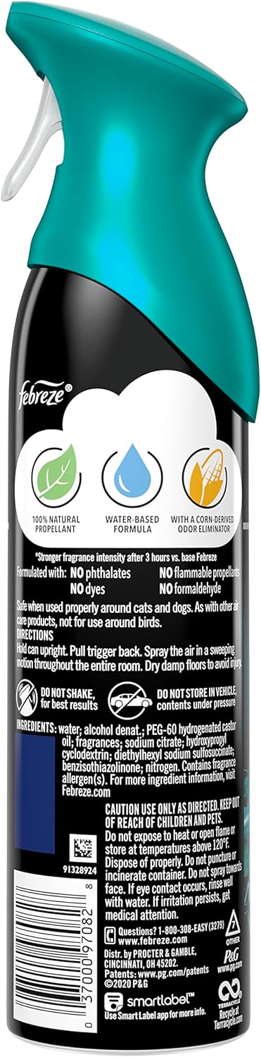 Febreze Air Freshener Spray, Unstopables Fresh, Odor Fighter for Strong Odor, 8.8 Oz, Pack of 6