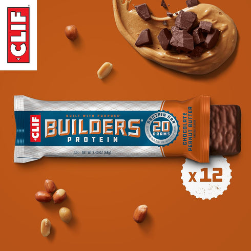 CLIF Builders Protein Bars - Chocolate Peanut Butter Flavor - Gluten-Free, Non-GMO, 20g Protein - 2.4 oz