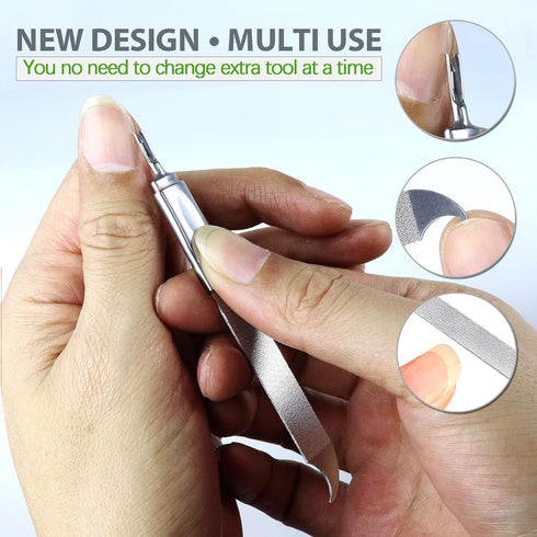 Metal Nail File for Natural Nails, 2 Pack Double Ended Emery Board for Fingernail and Thick Toe Nails, Professional Kit