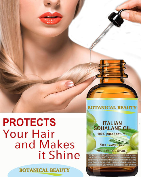 SQUALANE Italian Olive, 100% Pure Natural Undiluted Oil, 4 fl oz - Ultra-Pure Moisturizer for Face, Skin, Body