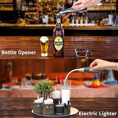 AT-Mizhi Electric Lighter, Rechargeable Long Neck Lighter with LED Flashlight for Candles & BBQ