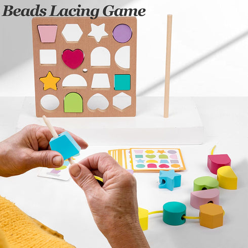 PHIELEY 3-in-1 Activities for Dementia Patients, Memory Cognitive Games for Seniors, Shape Matching Alzheimers Products