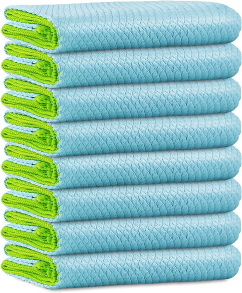 Streak Free Miracle Cleaning Cloth, 12'' x 16'', Pack of 8, Microfiber Window, Mirror, Glass, Lint Free
