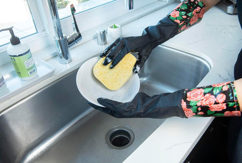 Evriholder Glam Reusable Latex Dishwashing Gloves, 2 Pairs, Colors May Vary