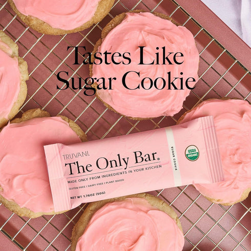 Truvani Plant Based Snack Bar | Sugar Cookie 12 Pack | 6g Protein | USDA Organic and Vegan