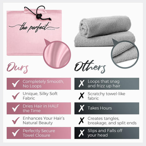 THE PERFECT HAIRCARE Curly Hair Girls Microfiber Plopping Towel Set - Super Absorbent Hair Drying Wrap