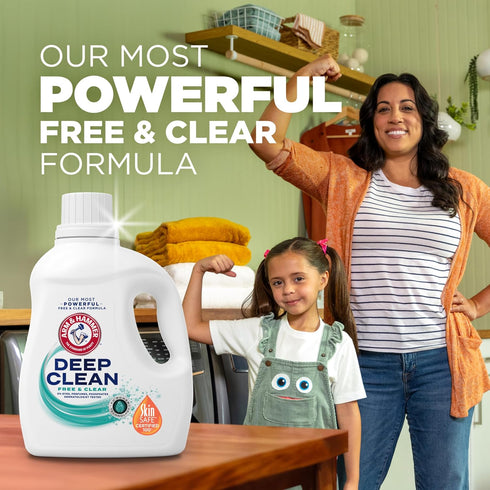 HAMMER 75 Oz, 50 ARM & Deep Clean Free & Clear Liquid Laundry Detergent, Free of Dyes, and Perfumes, Dermatologist