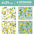 Generic AnyDesign 12 Sheets Summer Lemon Wrapping Paper, Watercolor Lemon Flowers Gift Wrap Paper for Summer Birthday