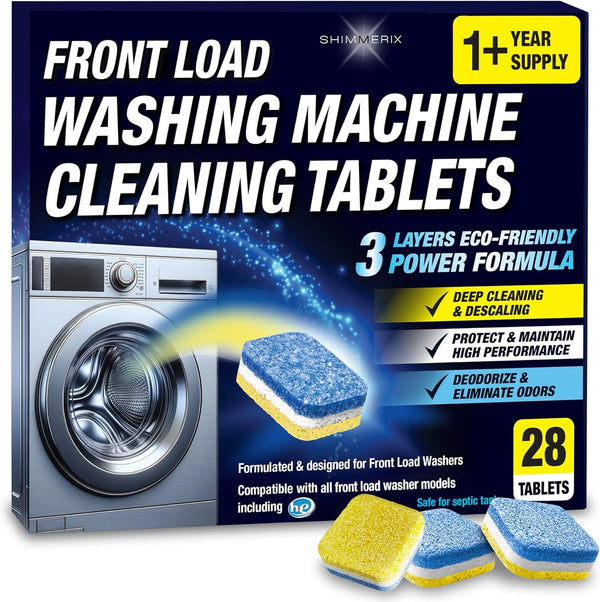 Washing Machine Cleaning Tablets, 28 Tablets for Front Load, Eco-Friendly Deep Cleaning & Descaling