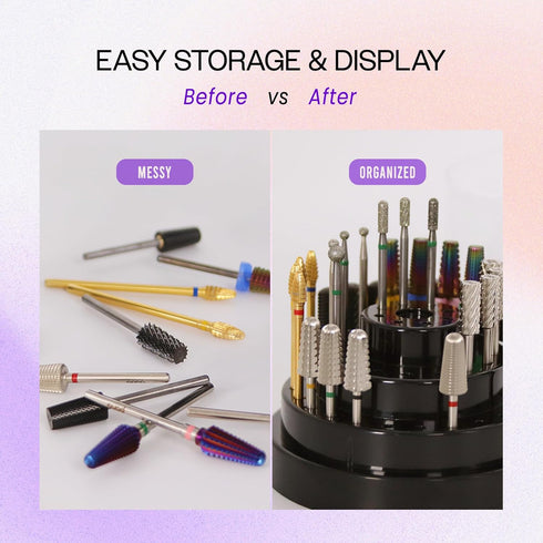 PANA Round Cake Tier Nail Drill Bit Holder Display Organizer Case, Dustproof Carbide Bit Storage Container Box for