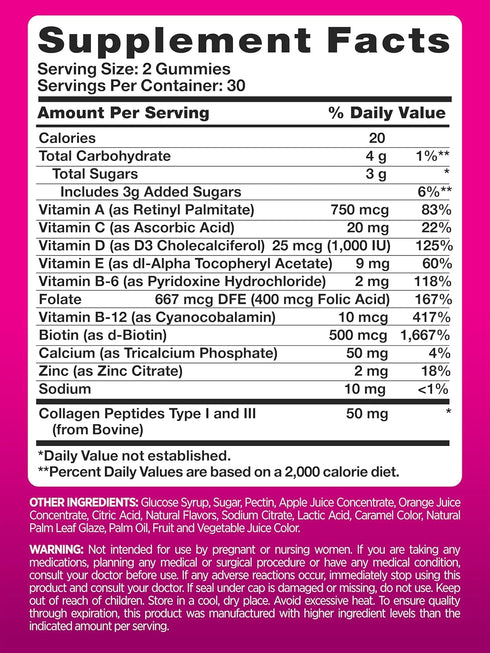 Gummies PINK Multivitamin for Women | Non-GMO & Gluten Free | Plus Collagen & Biotin | Mixed Berry Flavor