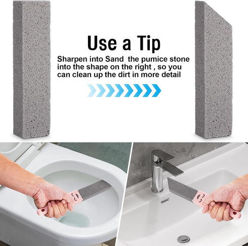 10 Packs Grey Pumice Stone Cleaner with 2 Universal Handles for Cleaning Toilets, Bathrooms, Kitchens, Spas, Pools,