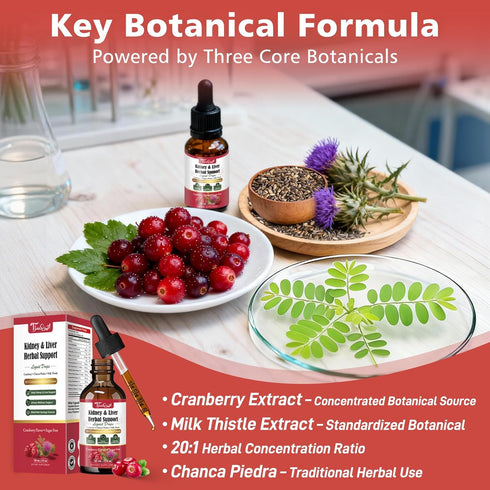 Tyrnixel 20:1, 60 mL Kidney Cleanse & Liver Support Liquid Drops with Cranberry Chanca Piedra & Milk Thistle, Herbal
