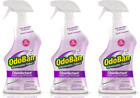 OdoBan Ready-to-Use Disinfectant and Odor Eliminator, Set of 3 Spray Bottles, 32
