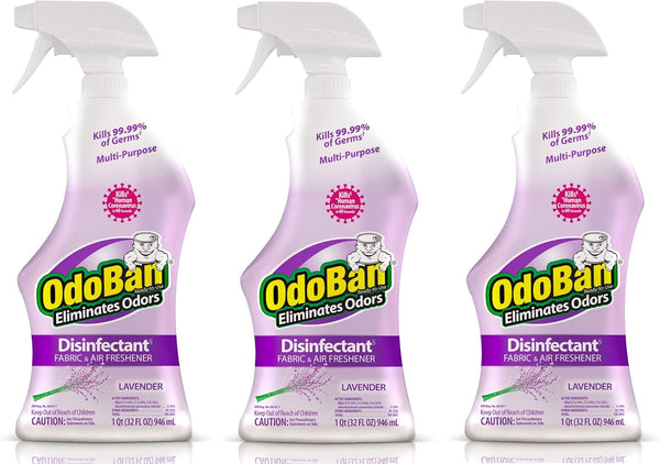 OdoBan Ready-to-Use Disinfectant and Odor Eliminator, Set of 3 Spray Bottles, 32