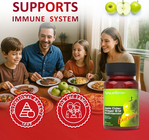 Gummies B12 Gummies 30 Count(Pack 1) Montue Newellme Apple Cider Vinegar - Multivitamin -Gomas de Vinagre de Manzana