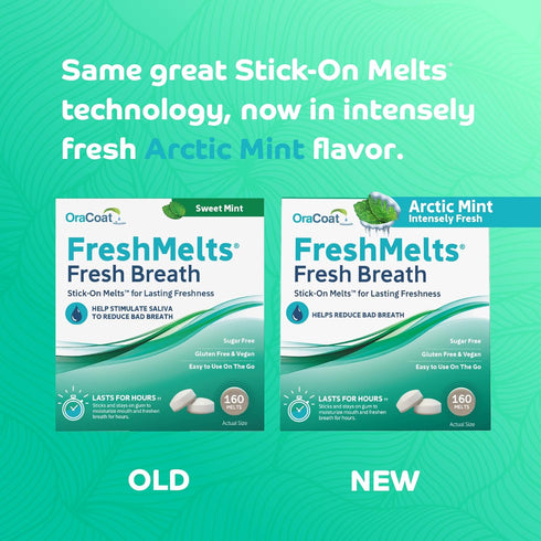 Oracoat FreshMelts Fresh Breath Stick-on Melts, 60 Count Non-Acidic & Sugar-Free Breath Freshener, Arctic Mint