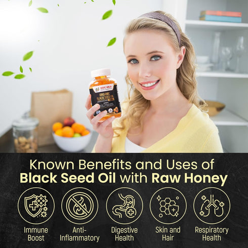 Organic Black Seed Oil Gummies, 1500mg, Pineapple Flavor Softgels, Gluten Free, Soy Free & Non-GMO