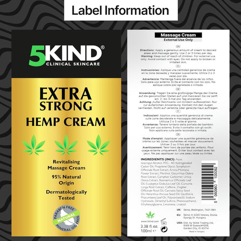 5kind Extra Strong Hemp Cream - Maximum Strength Soothing Relief Joint Cream for Lower Back, Joints, Neck, Knees,