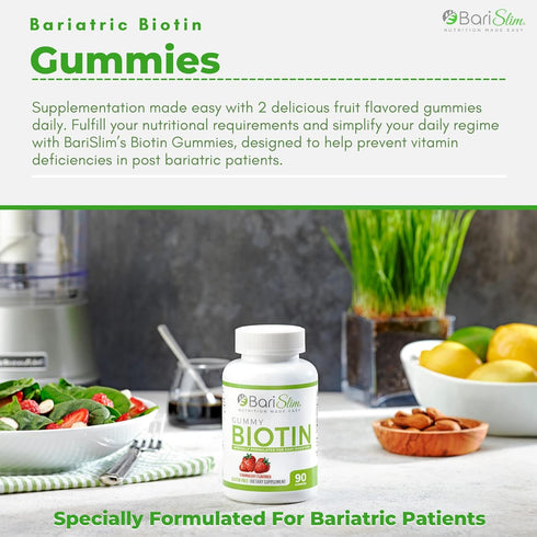 Bariatric Vitamin Biotin Gummies - 90 Fruit Chews, Specially Formulated for Post-Weight Loss Surgery, Easy to Digest &