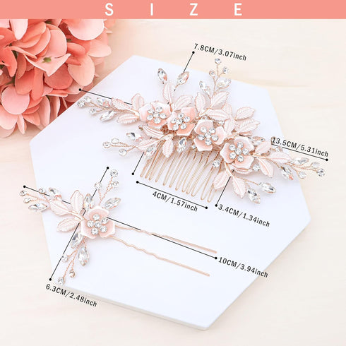 Oriamour Wedding Side Combs Handmade Bridal Hair Pins Set of 3 Rhinestone Bridal Comb Flower Clip