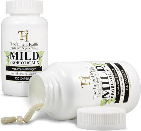 Mild Prebiotics and Probiotics for Women & Men - 120 Probiotic Capsules with Bacillus subtilis, Lactobacillus