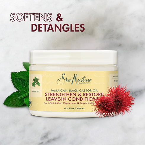 SheaMoisture Jamaican Black Castor Oil Leave In Conditioner 11.5oz | Pure Oil to Soften and Detangle Hair