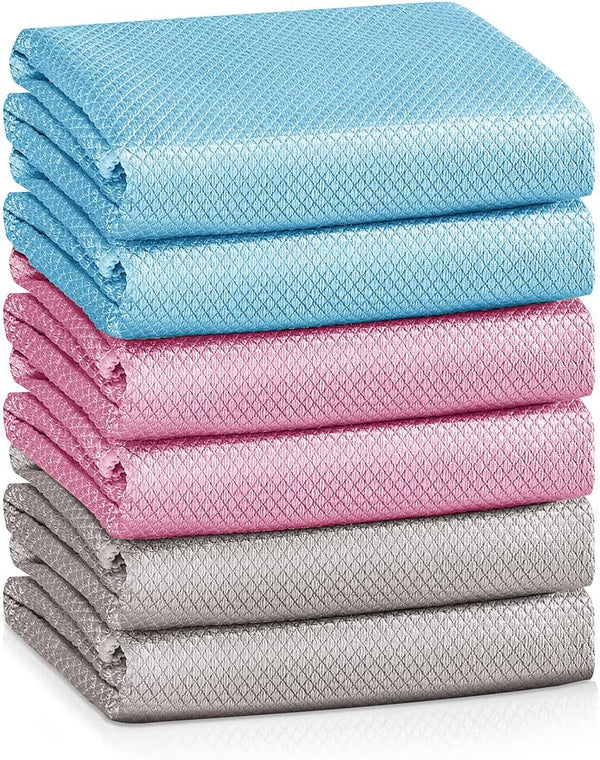Nano Streak Free Magic Microfiber Cleaning Cloths, Easy Clean Nanoscale, Lint Free Dish Cloth, Pack of 6