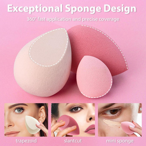 Foonbe 7 Pcs Makeup Sponge Set, Multi-colored Blender Sponges for Liquid, Cream, Powder, Includes 1 Mini Beauty Sponge
